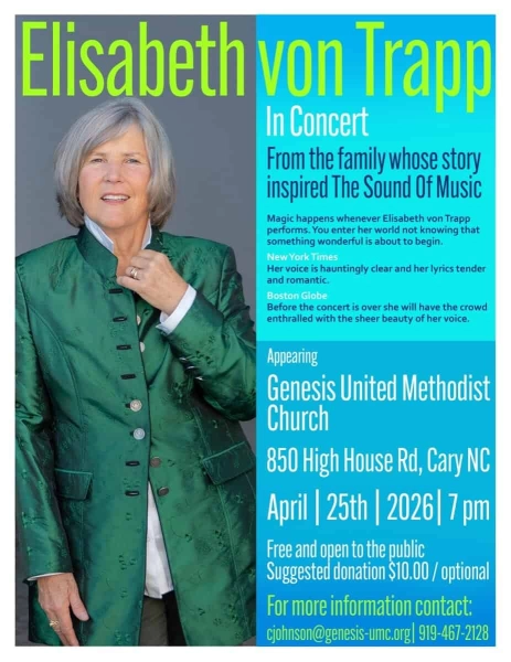 Elisabeth von Trapp Live in Concert in Cary on April 25