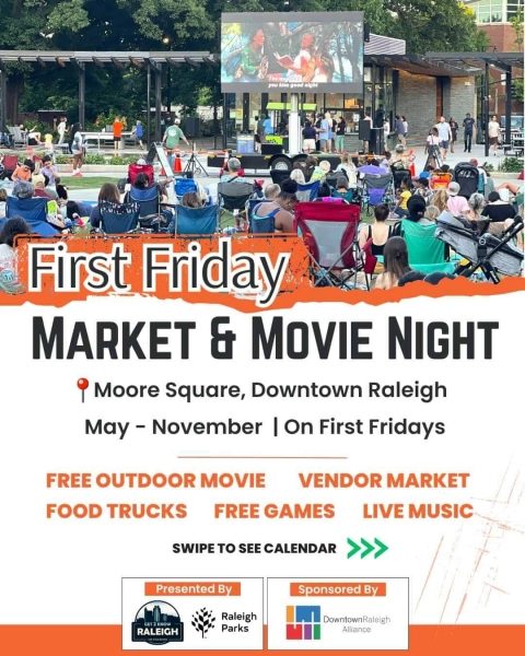 First Friday Market and Movie Night Hamilton at Moore Square